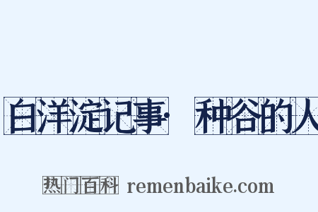 白洋淀记事·种谷的人是什么意思的图片